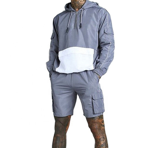 Street men windbreaker <b>short</b> set featuring zip <b>jacket</b> and soft breathable <b>shorts</b> relaxed for summer outfit and casual fashion - Product Image 3
