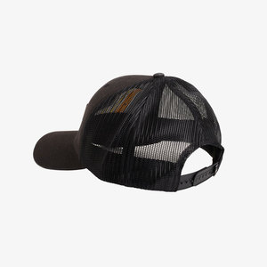 Casquette Trucker en Maille Noire avec Patch en Cuir Marron, Casquette Ajustable à Fermeture Snapback, Style Casual Unisexe, Portée Toutes Saisons - Product Image 3