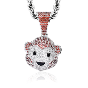 <b>Ice</b> <b>Out</b> Monkey Pendant Hip Hop <b>Chain</b> Necklace Cubic Zirconia Bling Jewelry Gift For Men Women Chunky Silver Plated Moissanite - Product Image 3