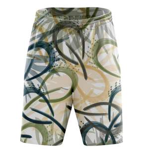 Shorts de plage pour hommes avec logo personnalisé, imperméables, extensibles dans 4 directions, mi-cuisse, sexy, grandes tailles, avec motif de short de bain - Product Image 5