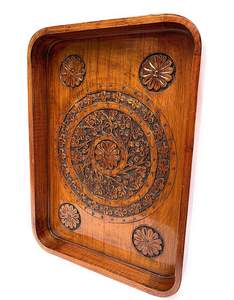 Bandejas de Madera Natural para Servir Frutos Secos, Desayunos y Aperitivos, Plato Decorativo de Madera para Cocina, Comedor y Decoración del Hogar - Product Image 4