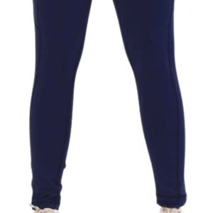 Women's <b>Navy</b> Blue High Waist Full Length Leggings Slim Fit Stretch Pants Wide Waistband Casual Yoga Workout Trousers - Product Image 5