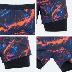 Pantalones cortos de gimnasio 2 en 1 con estampado por sublimación para hombre, ideales para correr, hacer ejercicio, ropa deportiva, antibacterianos, servicio OEM - Product Image 6