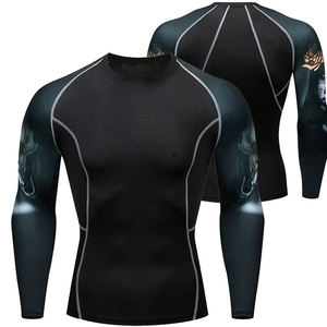 Rashguard MMA uni de qualité supérieure, manches courtes, compression respirante, Spandex/Polyester, vêtements de fitness pour hommes - Product Image 1