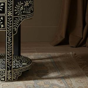 Mesa de Cajones con Incrustaciones de Hueso de ILAHI, Diseño Moderno con Detalles de Ágata, Almacenamiento de Tres Niveles, Mueble Portátil para el Hogar - Product Image 1