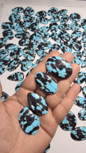 Turquesa Natural Dhalia Cabujón Pulido, Piedras Sueltas de Formas Mixtas, Calidad AAAA, Azul Marrón, Excelente Calidad para Joyería - Product Image 2