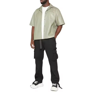 Zipro Industries 2026 Premium Men's Light Green Short Sleeve Casual <b>Shirt</b> Stand Collar Solid Color Poplin Fabric Autumn Front - Product Image 2