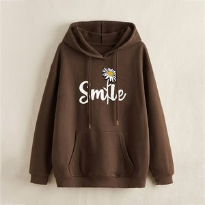 Sweat-shirt zippé marron décontracté pour femme, personnalisable avec logo, en tissu éponge uni, manches longues, doux, chaud et respirant, idéal automne/hiver – Forte demande - Product Image 1