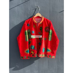 Veste en velours orange Suzani, veste brodée ouzbèke avec doublure en coton, veste décontractée pour femmes - Product Image 5