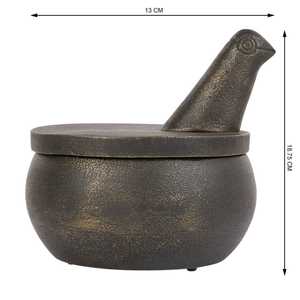Black Aluminum Natural Stone Mortar and Pestle Manual <b>Herb</b> & Spice <b>Grinder</b> with Cover Durable Stain Resistant <b>for</b> Kitchen Use - Product Image 5