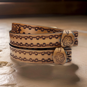 New Arrival Hand Tooled Leather <b>Belts</b> Stylish Handmade <b>Belts</b> Turquoise Color <b>Boho</b> Vintage Stylish Western Leather <b>Belts</b> - Product Image 4