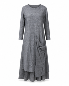 Vestido Midi de Algodón Willow Grace, Vestido a Cuadros Color Marfil - Product Image 2