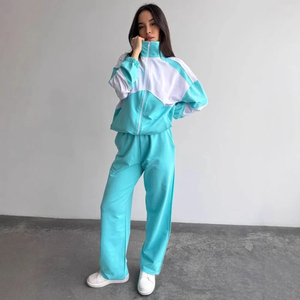 Conjunto de 2 piezas estilo urbano para mujer: cárdigan con cremallera y manga larga y pantalones deportivos con cinturón |   Conjunto Deportivo Informal de Corte Holgado - Product Image 1