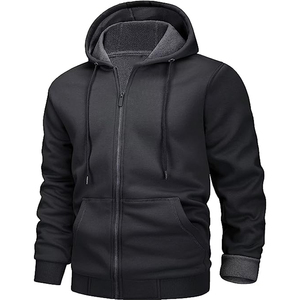 Sweats à capuche pour hommes conçus pour retenir la chaleur, tissu robuste, capuche basique, vêtements en coton mélangé, confortables, sweats à capuche zippés pour hommes - Product Image 1