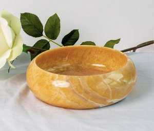 Handmade Polished Resin Bowl Modern Eco-Friendly Handicraft Yellow <b>Marbled</b> Design Food Serving - Product Image 1