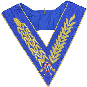 Custom Embroidered V-Shaped Masonic <b>Collar</b> Red Fabric Gold Trim Classical Design Sew-On Badge Garment - Product Image 5