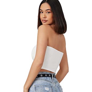 <b>Women's</b> <b>Black</b> Strapless Tube <b>Top</b> Solid Knitted Crop <b>Tank</b> Sexy Clubwear Breathable Short Length - Product Image 6