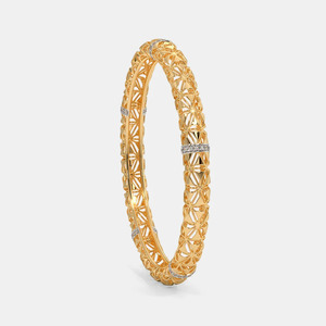 Geometric Lattice Diamond Gold <b>Bangle</b> <b>Bracelet</b> - Product Image 3