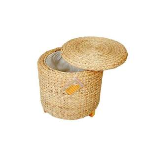 Wholesale Modern Water Hyacinth Flexible Design Handcrafted Dark Yellow Multifunction Ottoman Chair Eco Friendly <b>Storage</b> - Product Image 1