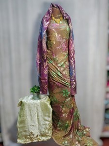 Tela de terciopelo Maqbal de lujo ecológica color rosa flor de rosa, tejido Dirac premium somalí con jacquard floral para vestido de novia de mujer - Product Image 3