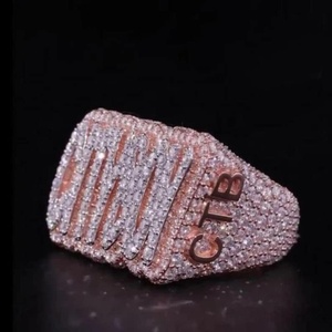 Bague en Moissanite Plaqué Or Rose avec Lettre, Style Hip Hop, Personnalisable, pour Cocktail, Mariage, Bijou Initial - Product Image 4