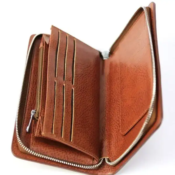 Оптовая продажа, высококачественный Роскошный кошелек из натуральной кожи, модный коричневый кожаный клатч для женщин и мужчин