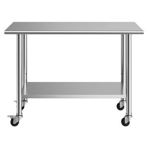 Banco da Lavoro in Acciaio Inox 24x48 con Ripiano Inferiore e Ruote per Uso in Cucine Commerciali - Product Image 1