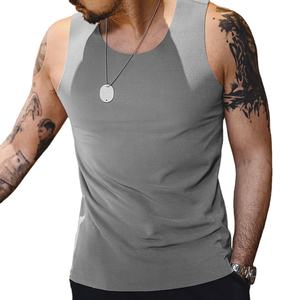 เสื้อกล้ามออกกำลังกายแขนกุดสำหรับผู้ชายใส่ในฤดูร้อนเสื้อยืดสีเบจผ้าคอตตอนซักสำหรับเข้ายิมวิ่งชายหาด - Product Image 1