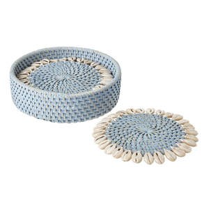 Posavasos de Madera para Interiores, Juego de 4, Diseño Único, Forma de Montaña Rusa, 10' de Diámetro, Color Hueso, para Decoración del Hogar - Product Image 3