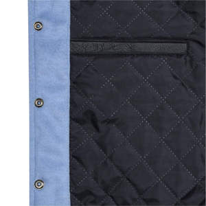 Veste universitaire bleu clair et blanc pour homme, coupe classique, couleur unie, col montant, fermeture boutonnée, style preppy, idéale pour l'automne - Product Image 4