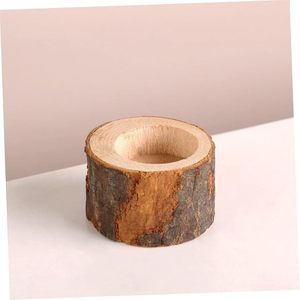 Rustic Wooden Log <b>Tealight</b> Candle <b>Holder</b> Decorative Table Centerpiece with Glass Votive Cups - Product Image 1
