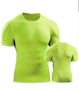 Men's <b>Black</b> Short Sleeve <b>Compression</b> T-<b>Shirt</b> Slim Fit Quick Dry Sporty O-Neck Knitted Polyester - Product Image 4