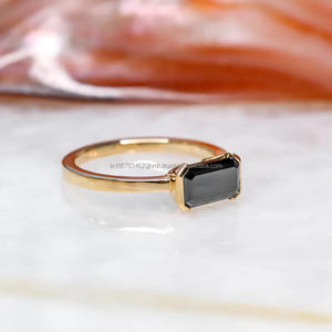 เพชรธรรมชาติสำหรับผู้หญิงแหวนหมั้นแหวนเพชรสีดำ14K แหวนซ้อนสีดำสีโรสโกลด์แหวนครึ่งนิรันดร์ - Product Image 5