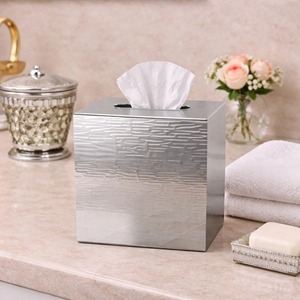 Vintage <b>Mirrored</b> Tissue Box Cover Square Design Bronze Finish Free Standing for Bathroom Decor - Product Image 4