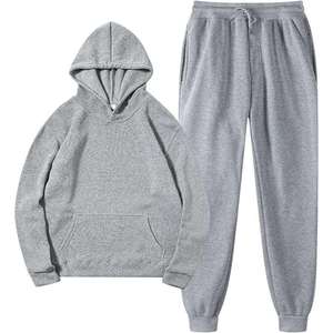 Conjunto de sudaderas personalizadas, informales, lisas, para correr, cálidas, suaves, conjuntos deportivos, sudaderas y pantalones de chándal de algodón para hombre - Product Image 6