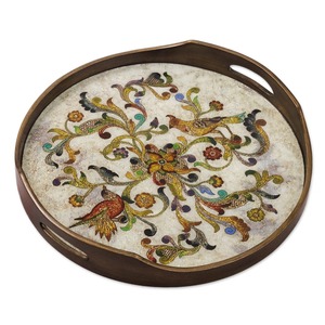 Luxury Solid Wood Round Tray with Smooth Finish for Serving Food Drinks and Desserts - Product Image 1