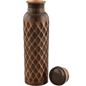 Travel Gym Oxidized Copper <b>Flask</b> Food-Grade Silicone Ring Deep Embossed <b>Bottle</b> - Product Image 1