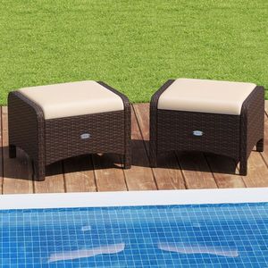 2 Pouf da Esterno in PE Wicker con Cuscini Rimovibili, Sgabelli Eleganti per Comfort e Stile - Product Image 4
