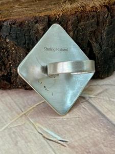 Handmade Kingman Turquoise Adjustable <b>Ring</b> Sterling <b>Silver</b> Signed Nizhoni Southwestern Boho <b>Statement</b> Jewelry Gift for Her - Product Image 3