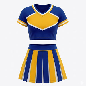 Tenue de cheerleading pour adultes avec haut, jupe et short – Légère, confortable, en polyester imprimé, personnalisable pour l'entraînement et les événements - Product Image 1