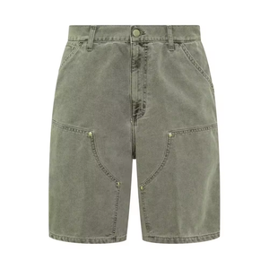 Short cargo long ample en sergé de coton pour homme, avec fermeture éclair, six poches, en pur coton - Product Image 1