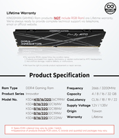 [KINGSMAN] RAM DDR4 noire 8 Go 3200 MHz CL16/18/19/22 1,2 V/1,35 V XMP pour PC de jeu, garantie à vie