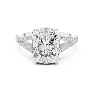 แหวนหมั้นเพชรทรงคุชชั่น 5 กะรัต เพชรเลี้ยงในห้องปฏิบัติการ ทองคำแท้ 18K น้ำหนักรวม 0.32 กะรัต ทรงกลม ประดับเพชรแบบ Pave ดีไซน์แหวนแยกส่วน แหวนหรูหราโดดเด่น - Product Image 3