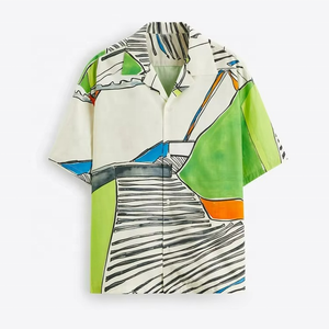 Chemises hawaïennes personnalisées pour hommes en flanelle, décontractées, respirantes, à manches courtes, boutonnées, imprimées abstraites - Product Image 6