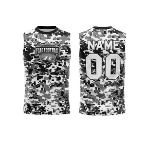 Conjunto de Uniforme Deportivo de Fútbol Americano Estilo Camuflaje, Transpirable y Cómodo, Talla Grande, con Pantalones Cortos Negros, para Adultos y Niños - Product Image 4