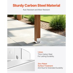 Base per Palo 4x4 Rinforzata, 10 Pezzi, Dimensione Interna 3.53x3.56 pollici/89.6x90.5mm, in Acciaio al Carbonio Zincato, per Gazebo, Pergola, Tettoie e Supporti - Product Image 3