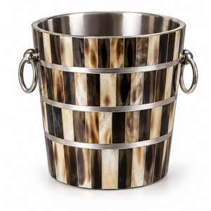 Refroidisseur à champagne en acier inoxydable, seau à glace en métal à motif damier, élégant style nacre, refroidisseur de bouteille de vin à double paroi - Product Image 4