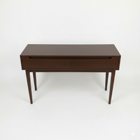 Table console ronde moderne avec 2 tiroirs, en chêne massif/caoutchouc/MDF écologique, pour salon et salle à manger, meubles de maison
