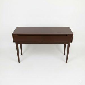 Mesa Consola Redonda Moderna con 2 Cajones, Mesa Auxiliar de Roble Macizo Ecológico para Muebles de Sala de Estar, Diseño Moderno - Product Image 1