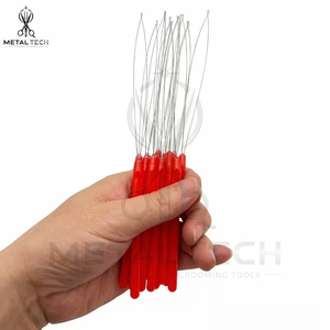 Wholesale Red Handle Micro Links Beads Loop <b>Needle</b> Extension Wire <b>Threader</b> Pulling Hook Stylist Hairdressing Tools - Product Image 4